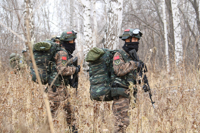图片默认标题_fororder_中俄参演官兵正在进行丛林搜索.JPG