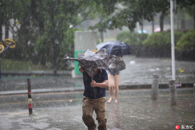 Huge wave caused by typhoon Hato hits a dock in Shenzhen city, south China's Guangdong province, 23 August 2017. [Photo: IC]