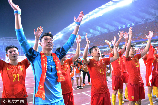 China's national football team defeats Uzbekistan 1-0 in World Cup qualifier on August 31, 2017. [Photo: VCG]