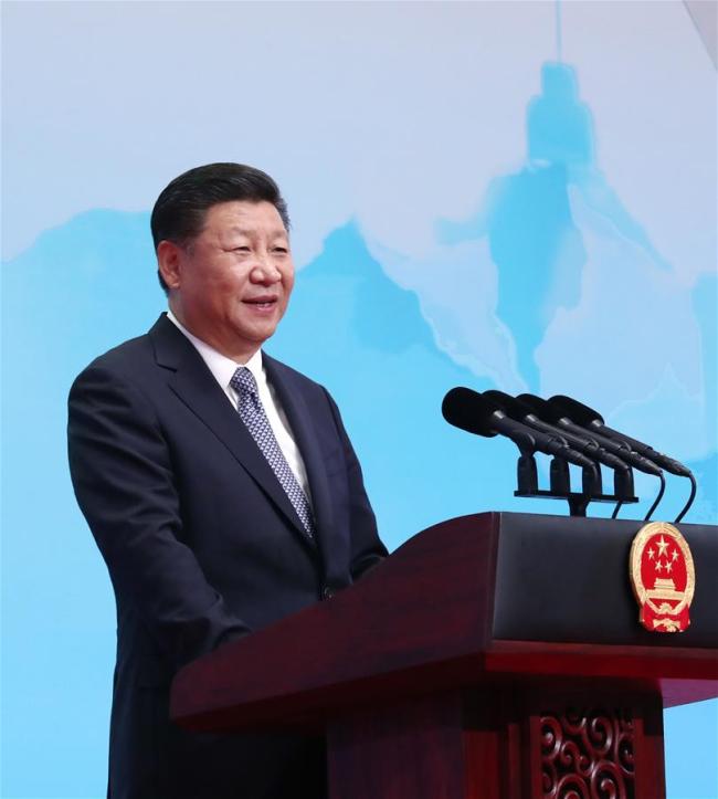 Chinese President Xi Jinping delivers a keynote speech at the opening ceremony of the BRICS Business Forum in Xiamen, southeast China's Fujian Province, Sept. 3, 2017. [Photo: Xinhua]