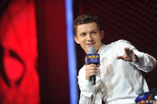 English actor Tom Holland attends a media event of "Spider-Man: Homecoming" in Beijing. [Photo: dfic]