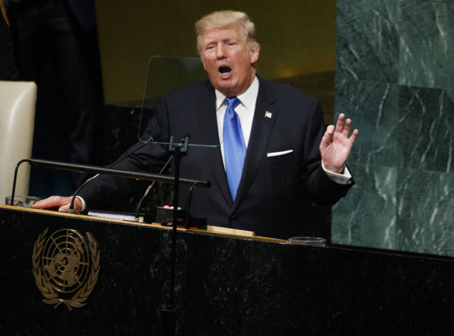 President Donald Trump speaks to the United Nations General Assembly, Tuesday, Sept. 19, 2017, in New York. [Photo: AP/Evan Vucci]