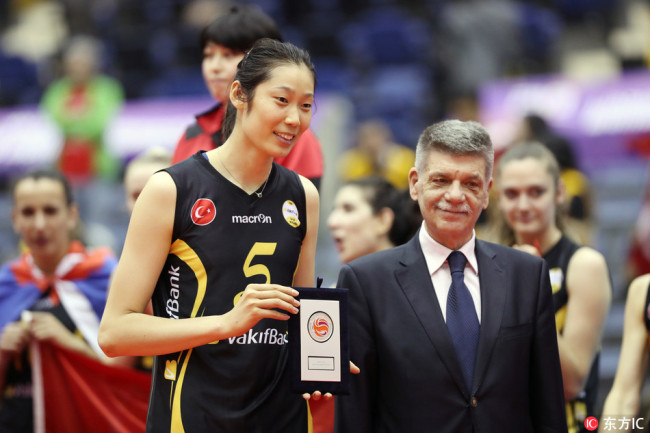 Zhu Ting wins MVP in Volleyball European Champions League. [Photo: IC]