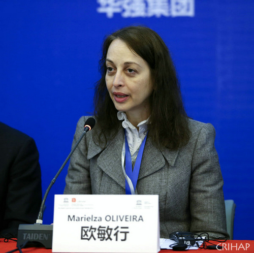 Marielza Oliveira, director of UNESCO Beijing Office, delivers an address during capacity building for transmission and sustainable development of traditional craftsmanship held in Shenzhen [Photo from: CRIHAP Digital Image]