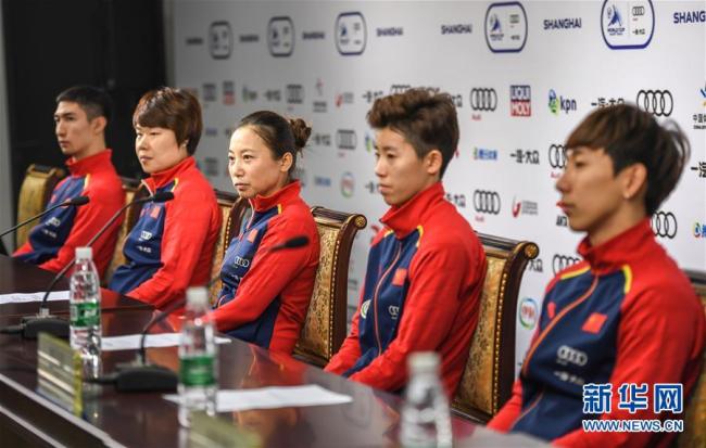 Chinese athletes will endeavor to earn tickets to 2018 Pyoengchang Winter Olympic Games at the Shanghai station. They meet with the media on Nov 8, 2017 in Shanghai. [Photo: Xinhua]