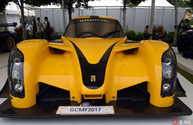A sports car from British manufacturer and constructor Radical Sportscars is on display during the second Gold Coast Motor Festival in Hong Kong, China, 12 November 2017.