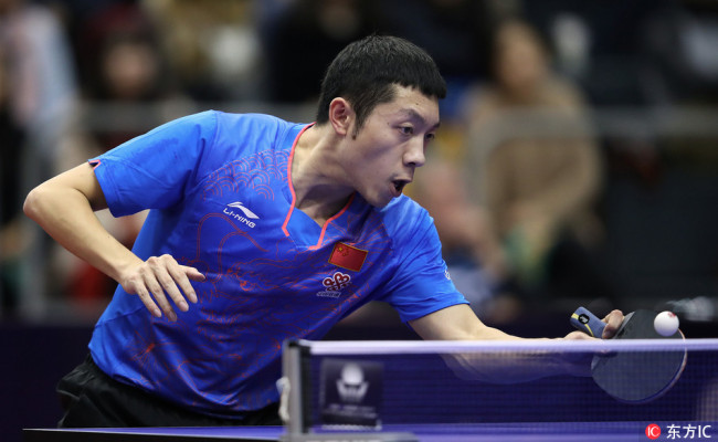 World number three Xu Xin wins the men's singles title at the ITTF World Tour Swedish Open after beating his teammate Fan Zhendong 4-1, 19 November 2017. [Photo: IC]