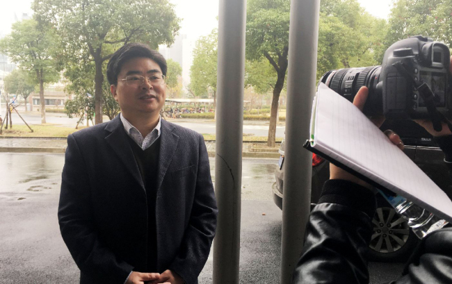 Yuan Wenfeng, Director of the C919 Project Office, is being interviewed by the media, November 28, 2017. [Photo: China Plus/Meng Xue]