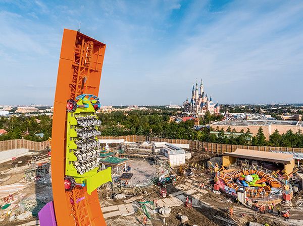 The undated photo shows that the main construction of Rex's Racer, one of the Toy Story Land attractions at Shanghai Disney Resort has almost been completed. [Photo: thepaper.cn]