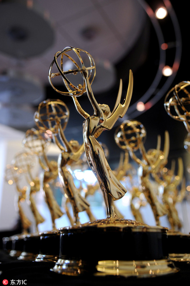 File photo shows the trophies of the Emmy Awards.[Photo: IC]