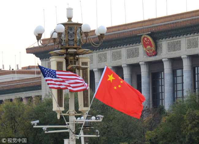 National flags of China and the United States [File Photo: VCG]