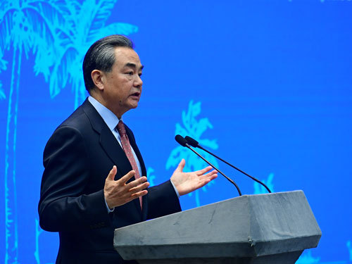 Wang Yi speaks at a promotion ceremony. [Photo: fmprc.gov.cn]