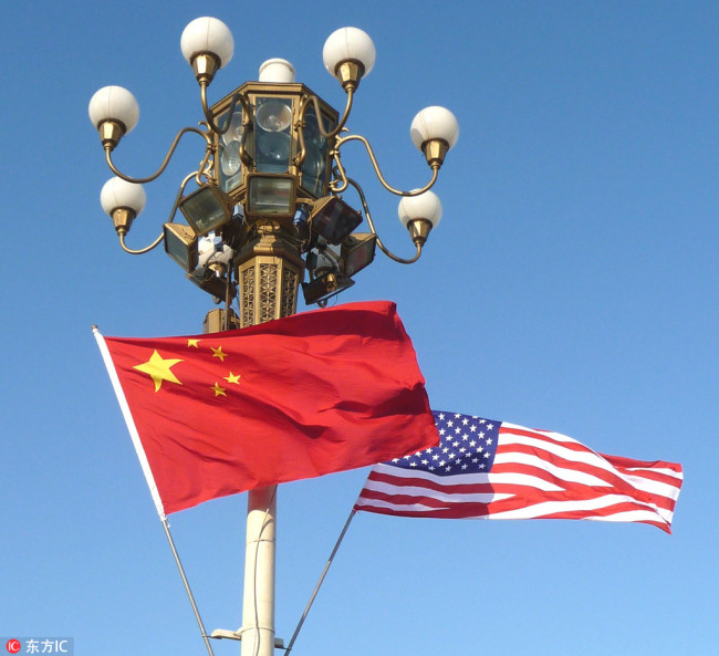 National flags of China and the United States [File Photo: IC]