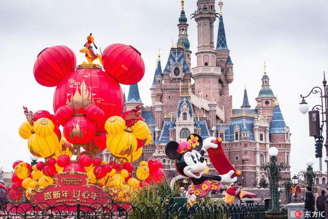The Shanghai Disneyland is ready to welcome the Chinese Lunar New Year. [Photo: IC]