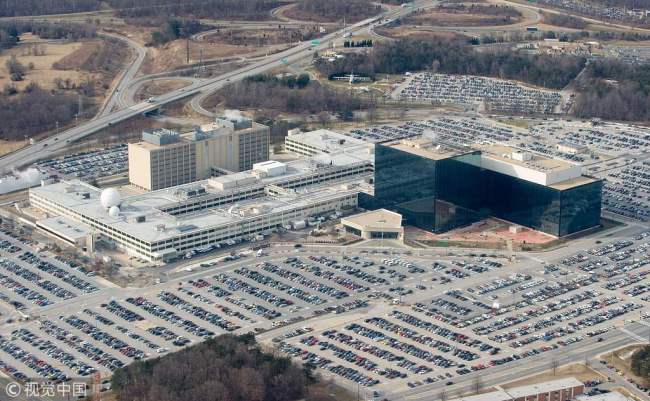 In this file photo taken on January 29, 2010 the National Security Agency (NSA) headquarters at Fort Meade, Maryland, is seen from the air. [File photo: VCG]