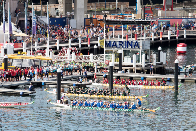The biggest Dragon Boat race in the southern hemisphere draws more than 3,000 paddlers to Sydney's Darling Harbor as part of the city's Chinese New Year Festival. [Photo: China Plus/Zhang Qizhi]