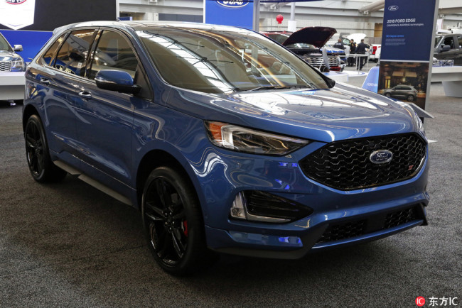 A 2019 Ford Edge on display at the Pittsburgh Auto Show, Feb. 15, 2018. [File Photo: IC]