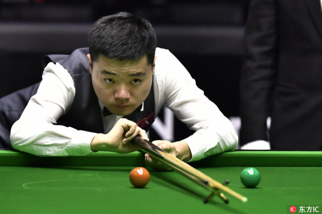 Ding Junhui of China is eliminated at the 2018 World Snooker China Open in Beijing, China, 3 April 2018. [Photo: IC]