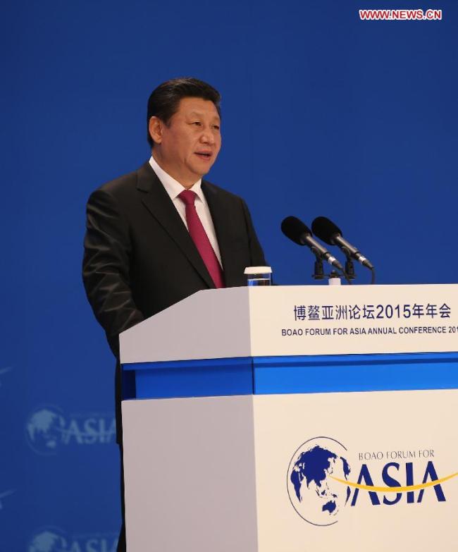 Chinese President Xi Jinping delivers a keynote speech at the opening plenary of the 2015 annual conference of the Boao Forum for Asia (BFA) in Boao, south China's Hainan Province, March 28, 2015. [File photo: Xinhua]