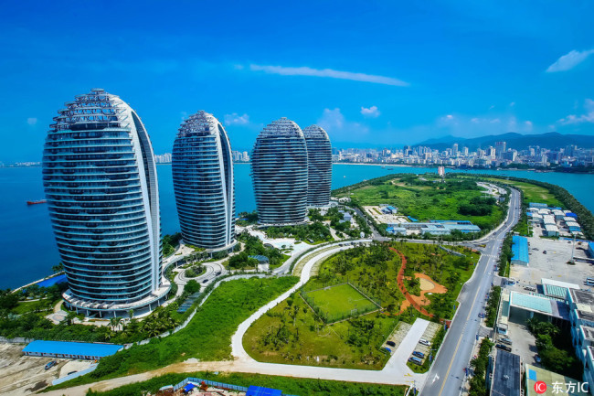 View of skyscrapers on the Phoenix Island in Sanya city, south China's Hainan province. [File Photo: IC]