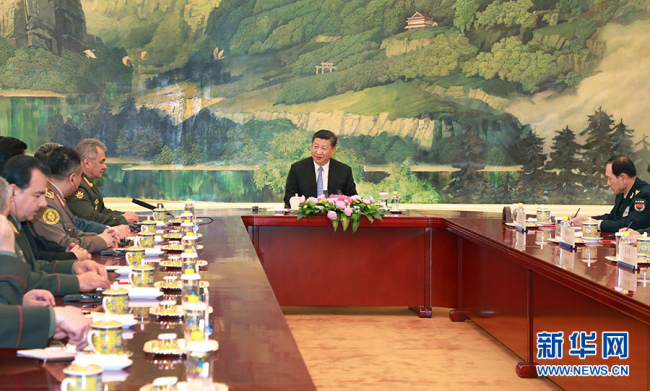 Chinese President Xi Jinping at a group meeting with defense ministers from SCO member countries in Beijing on April 23, 2018. [Photo: Xinhua]