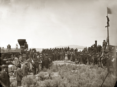 The joining of the rails on May 10th, 1869. [Photo: Andrew Russell/Courtesy of Li Ju]