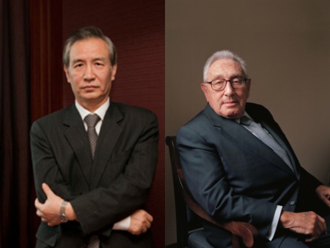 Vice Premier Liu He (left) and former U.S. Secretary of State Henry Kissinger. [Photo: China Plus]