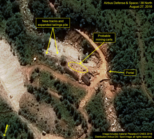 Satellite photo shows Punggye-ri nuclear test site in August 2016. [File Photo: IC]