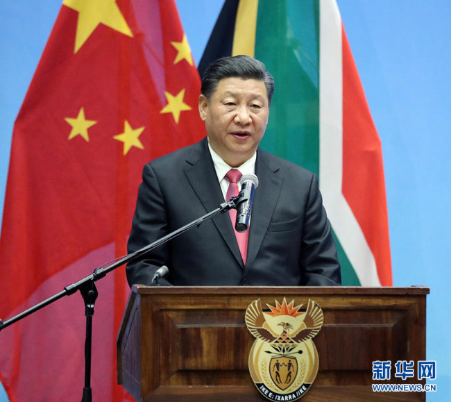 Chinese President Xi Jinping speaks at the opening ceremony of a high-level dialogue between Chinese and South African scientists in Pretoria, July 24, 2018. [Photo: Xinhua]