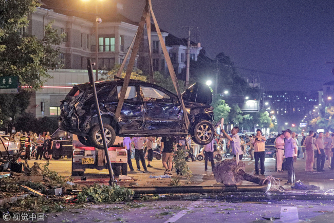 Police work at the scene of the accident on July 30, 2018. [Photo: VCG]