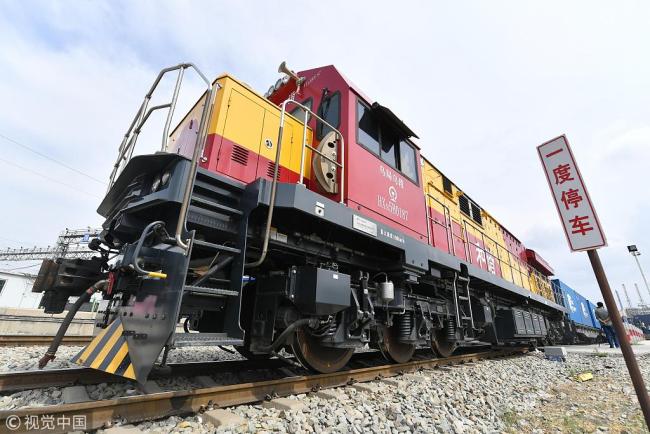 A cargo train leaves the service hub for China Railway Express in Xinjiang’s Urumqi for Moscow, Russia. [File Photo: VCG]