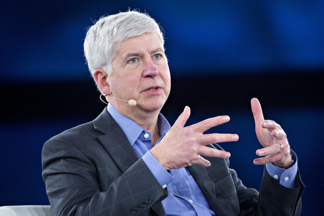 Rick Snyder, governor of Michigan, during a panel discussion at the Goldman Sachs 10,000 Small Businesses Summit in Washington, DC, US, February 13, 2018. [Photo: VCG]