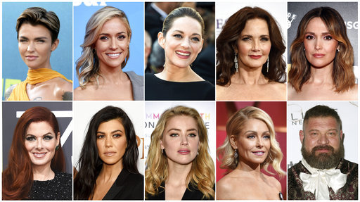 This combination photo shows, top row from left, Ruby Rose, Kristin Cavallari, Marion Cotillard, Lynda Carter, Rose Byrne, bottom row from left, Debra Messing, Kourtney Kardashian, Amber Heard, Kelly Ripa and Brad William Henke who are likely to land users on websites that carry viruses or malware. Cybersecurity firm McAfee crowned Rose the most dangerous celebrity on the internet. Reality TV star, Cavallari finished behind Rose at No. 2, followed by Cotillard (No. 3), the original “Wonder Woman” Carter (No. 4), Byrne (No. 5), Messing (No. 6), reality TV star Kardashian (No. 7), actress Heard (No. 8), morning TV show host Ripa (No. 9), and actor Henke as No 10. [Photo: AP]