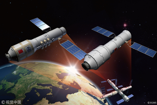 Undated photo of an artist’s rendering of China's planned space station [File Photo: VCG]