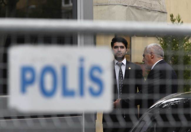 Security guards stand outside Saudi Arabia's consulate in Istanbul, Friday, Oct. 19, 2018. [Photo: AP/Lefteris Pitarakis]