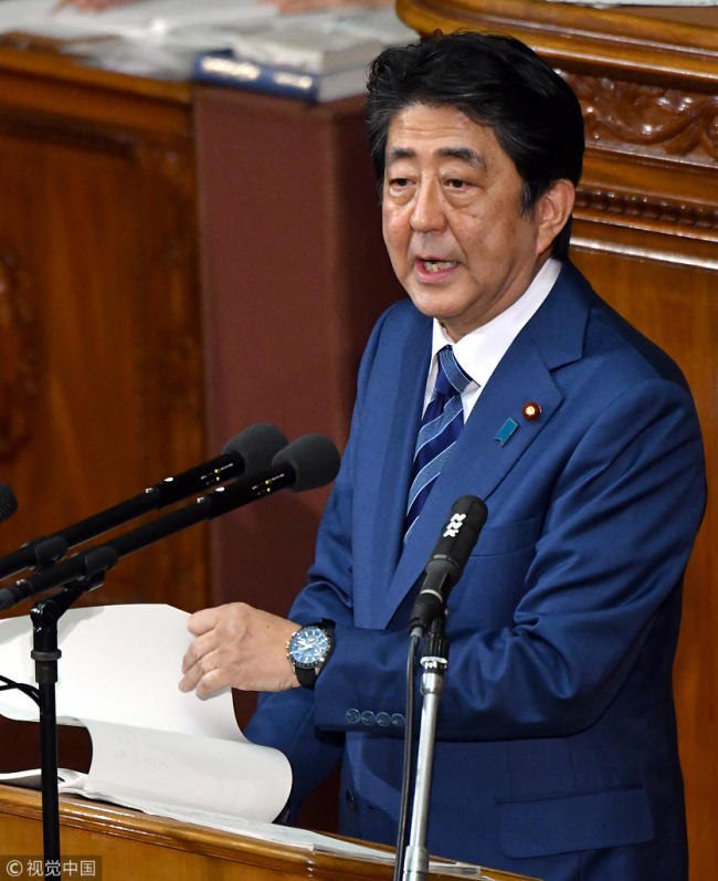 Japanese Prime Minister Shinzo Abe.[File Photo:VCG]