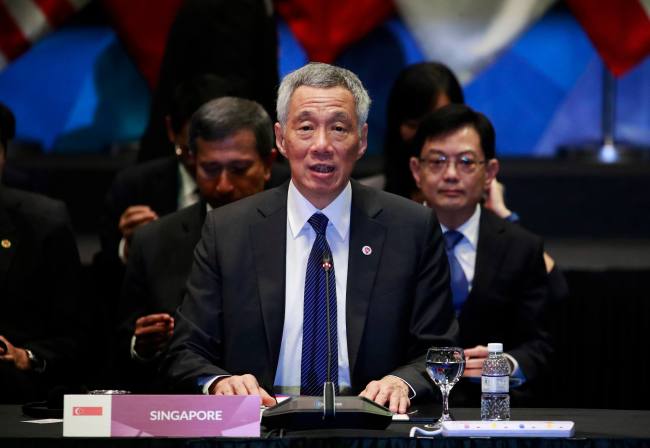 Singapore's Prime Minister Lee Hsien Loong speaks during the 21st ASEAN-China Summit at the 33rd Association of Southeast Asian Nations (ASEAN) Summit and Related meetings in Singapore, 14 November 2018. [Photo: IC]