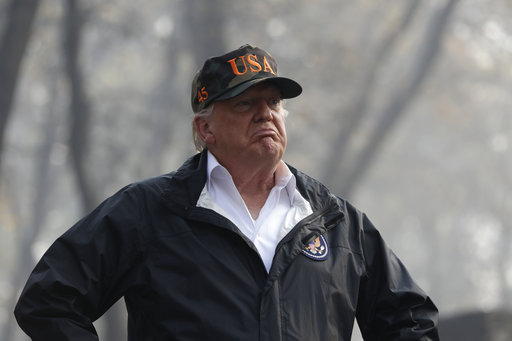 President Donald Trump visits a neighborhood impacted by the wildfires, Saturday, Nov. 17, 2018, in Paradise, Calif. [Photo: AP/Evan Vucci]