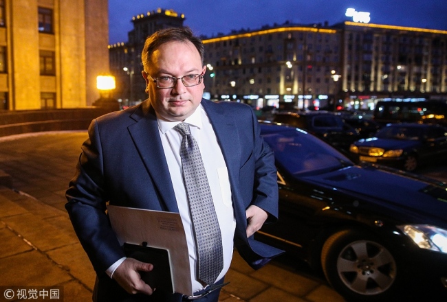 Ukraine's Charge d'Affaires in Russia Ruslan Nimchinsky arrives at the Russian Foreign Ministry headquarters in Moscow on November 26, 2018. [Photo: VCG]