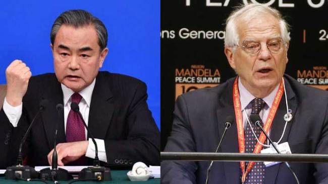 Chinese Foreign Minister Wang Yi and Spanish Foreign Minister Josep Borrell. [Photo: China Plus]