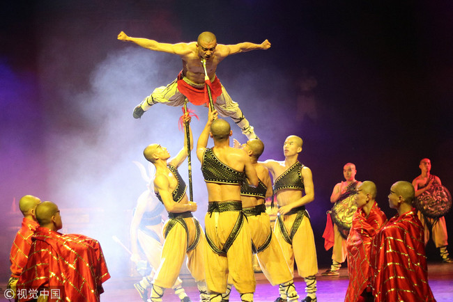 File Photo: Actors perform a Kung Fu show in Taian, Shangdong Province on May 27, 2018. [Photo: VCG]