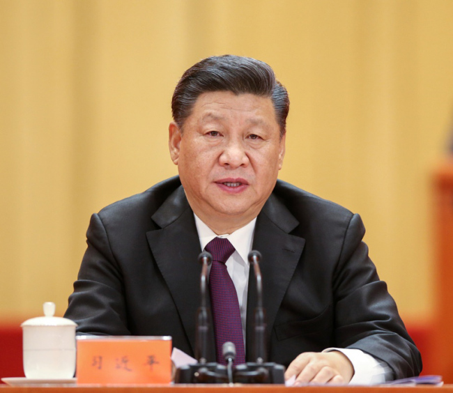 Chinese President Xi Jinping, also general secretary of the Communist Party of China (CPC) Central Committee and chairman of the Central Military Commission, addresses a grand gathering to celebrate the 40th anniversary of China's reform and opening-up at the Great Hall of the People in Beijing, capital of China, on Dec. 18, 2018. [Photo: Xinhua/Yao Dawei]