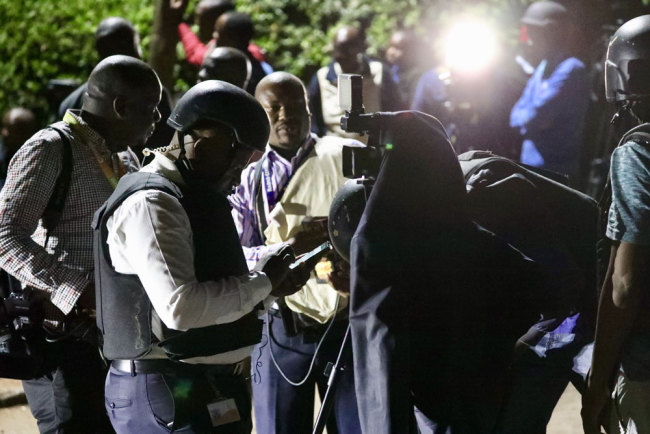Media wait outside the DusitD2 Hotel which was attacked on Tuesday, January 15, 2019, in Nairobi, capital city of Kenya. [Photo: China Plus/Xing Yihang]