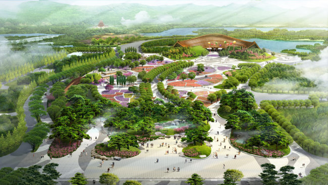 An artist's impression of the Chinese Pavilion of the International Horticultural Exhibition 2019 Beijing China [File photo: Beijing Expo 2019]