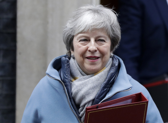 Britain's Prime Minister Theresa May leaves Downing Street to attend parliament in London, Monday, Jan. 21, 2019. [Photo: AP]