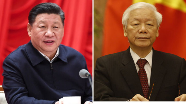 Chinese President Xi Jinping (left) and his Vietnamese counterpart Nguyen Phu Trong [File Photo: China Plus]