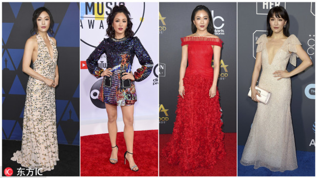 This combination shows various outfits worn by actress Constance Wu. Wu was named one of Hollywood’s most stylish stars by People Magazine. The magazine hits newsstands on Friday. [Photo：IC]