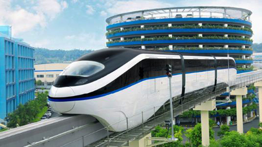 A sky rail constructed by BYD. [Screenshot: China Plus]