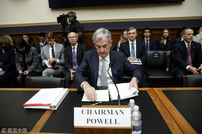 Jerome Powell, chairman of the U.S. Federal Reserve, arrives for a House Financial Services Committee hearing in Washington, D.C., U.S., on Wednesday, Feb. 27, 2019. [Photo: VCG]
