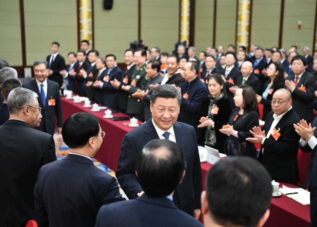 President Xi joins a joint panel discussion attended by political advisors from the sectors of culture and art, and social sciences, March 4th, 2019. [Photo: Xinhua]